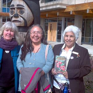Gwichin ethnobotanist, Alestine Andre (centre) with Helene Demers and Elder Florence James Cowichan Campus, 27 March 2013. Photo courtesy of RK. 