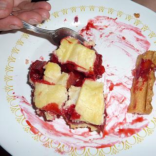 Yum! Pie! Raspberry rhubarb pie.