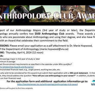Anthropology Club Award flyer